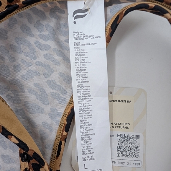 FABLETICS On-The-Go Medium Impact Sports Bra in Wavy Cheetah/Highlighter NWT - Picture 6 of 6